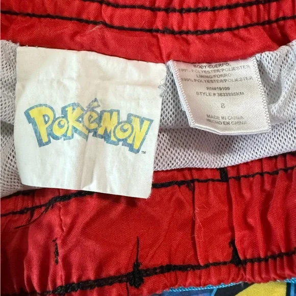 Pokemon Red and Blue Kids Swim Trunks - Picture 3 of 3